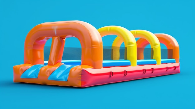 Photo blank mockup of an interactive inflatable obstacle course a fun and engaging way to promote your