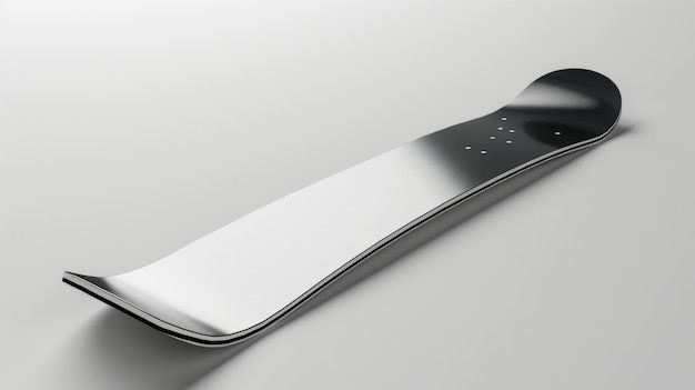 Photo blank mockup of a sleek and modern snowboard with a metallic silver and black design