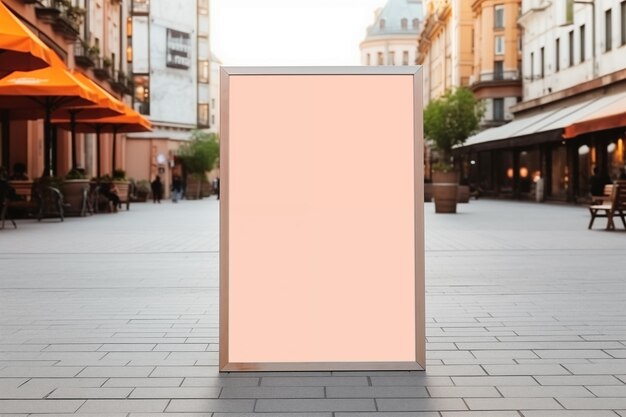 Blank mockup street peach poster billboard on the background of the city