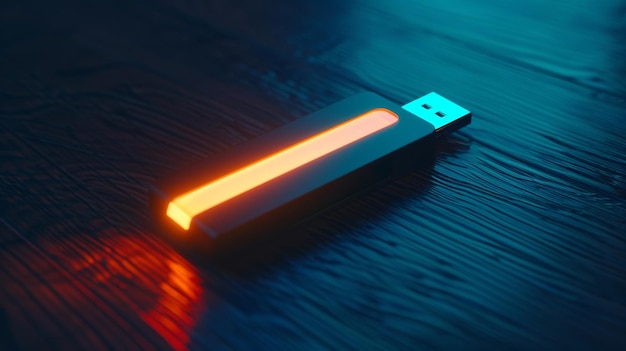 Blank mockup of a usb flash drive with a builtin led light for easy access in the dark