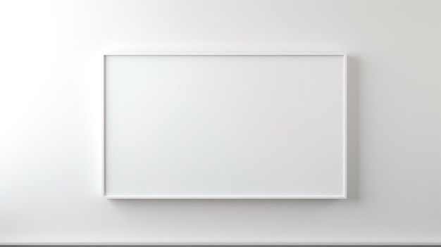 Blank monitor screen hanged on white wall