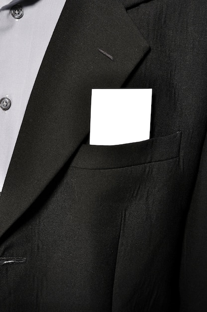 Blank name card in man suit pocket