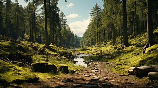 Blank nature forest landscape scene with many trees