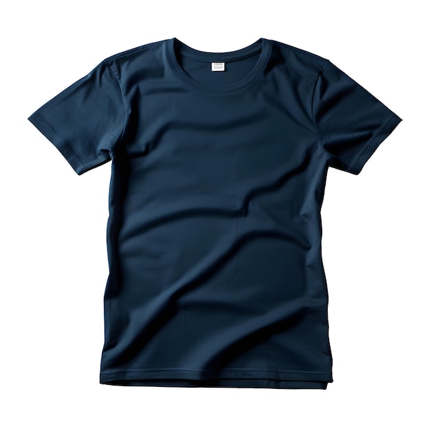 빈 네이비 블루 티셔츠 모형은 흰색 배경 생성 ai에 네이비 블루 티셔츠를 닫습니다.