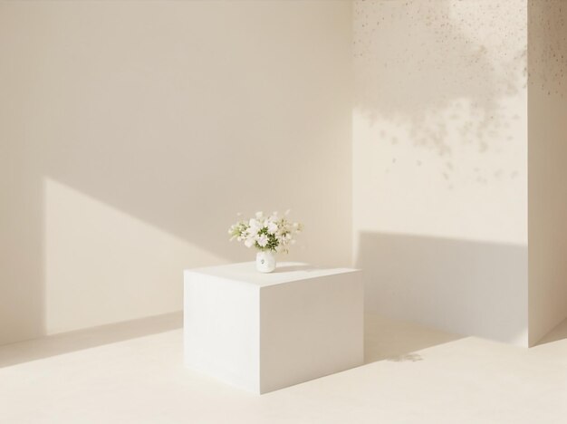 Blank Neutral Light Beige Podium Stage with Aesthetic Appeal