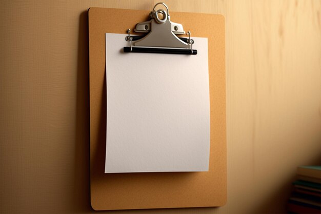 Photo blank note paper hanging on the clipboard empty list