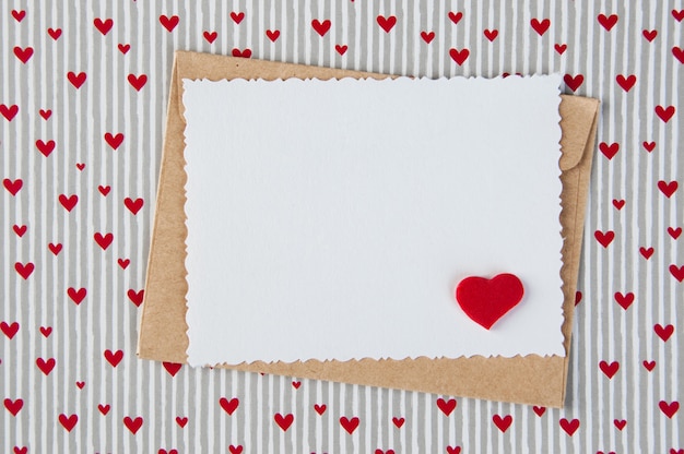 Photo blank note and red heart
