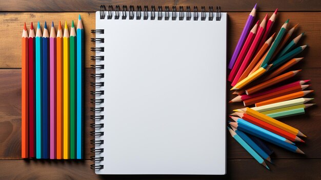 blank notebook near pencils