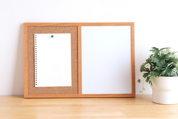 Blank notebook paper on white board background