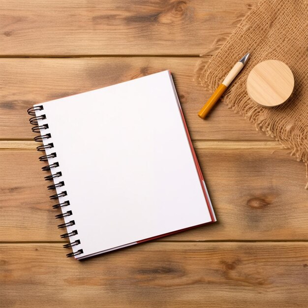 Blank Notebook for Text Note on Wooden Surface