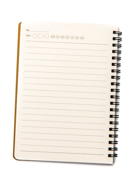 Blank notebook  on white isolated