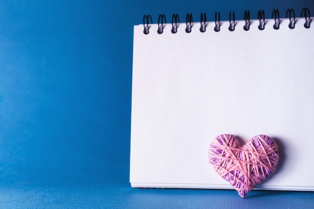 Blank notebook with pink heart toy