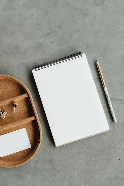 Blank Notepad and Business Card Stock Photo
