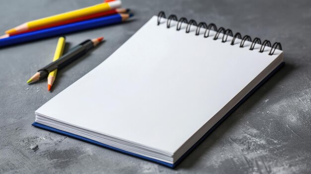 Blank notepad on gray desktop Education text copy space concept