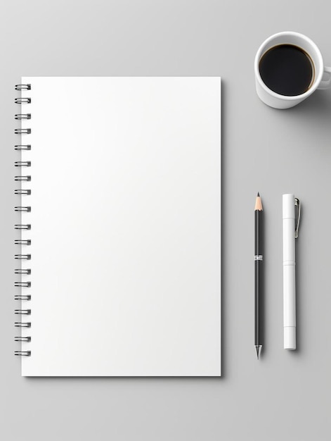 Photo blank office supplies on grey background