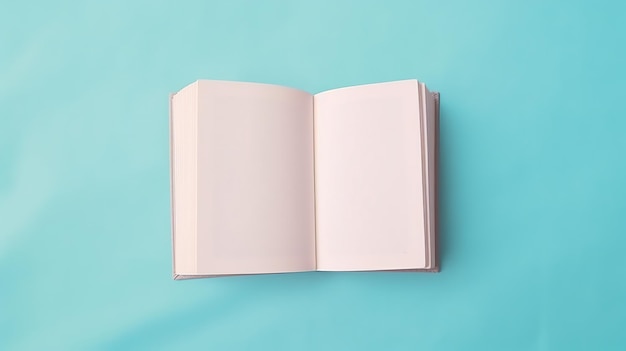 Photo blank open book isolated on pastel color background study education knowledge mockup