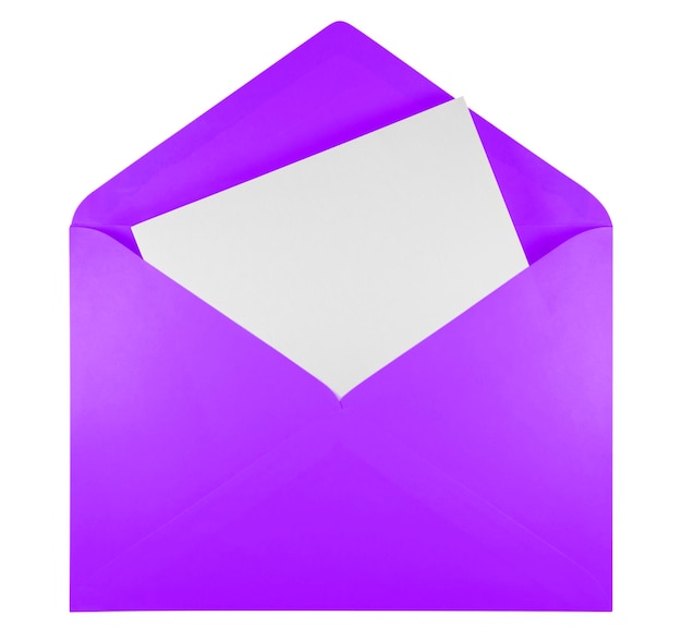 Blank open envelope violet