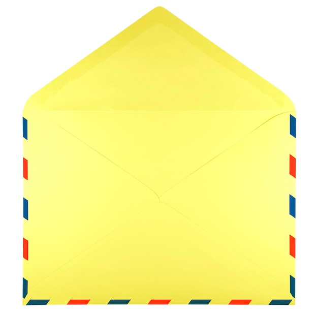 Blank open envelope yellow