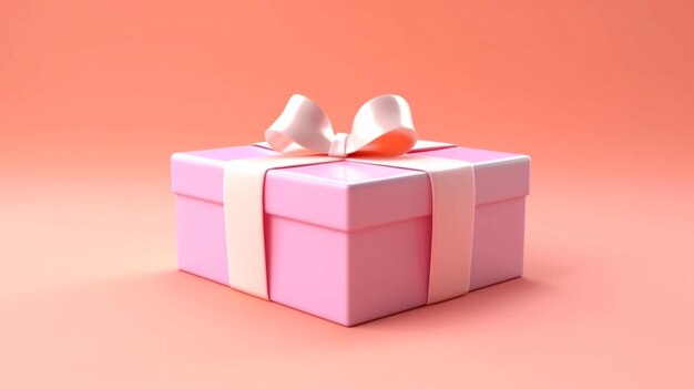 Photo blank open pink gift box or present box with white ai generative