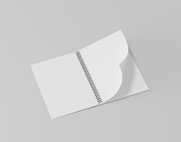 Blank open spring notebook on the empty background notepad sheet