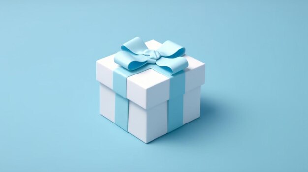 Blank open white gift box with blue bottom inside Ai Generative