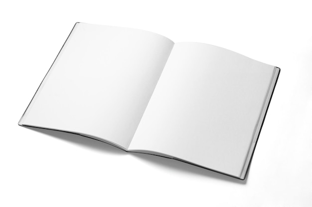 Photo blank opened book isolated on white