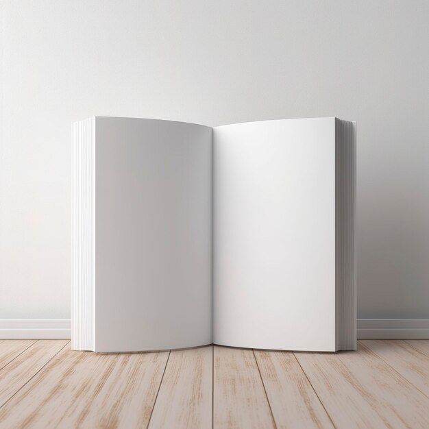 Blank opened book mockup isolated on white background Generative AI