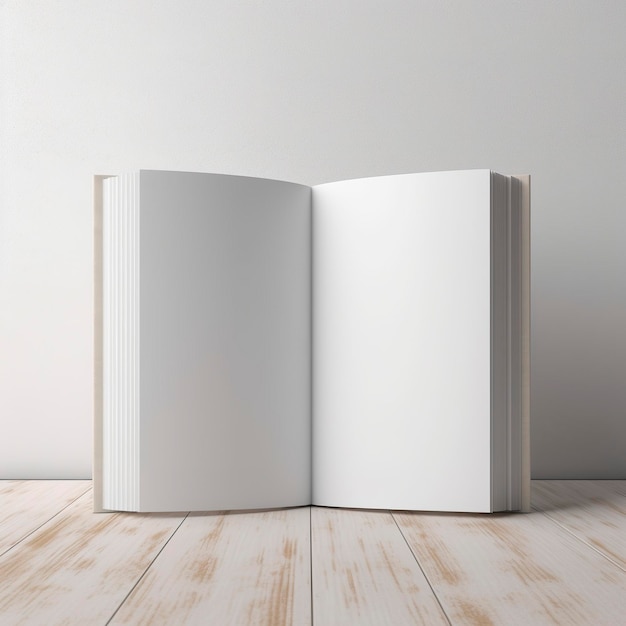 Blank opened book mockup isolated on white background Generative AI