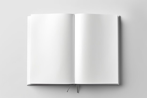 Photo blank opened book mockup top view isolated on white background generative ai