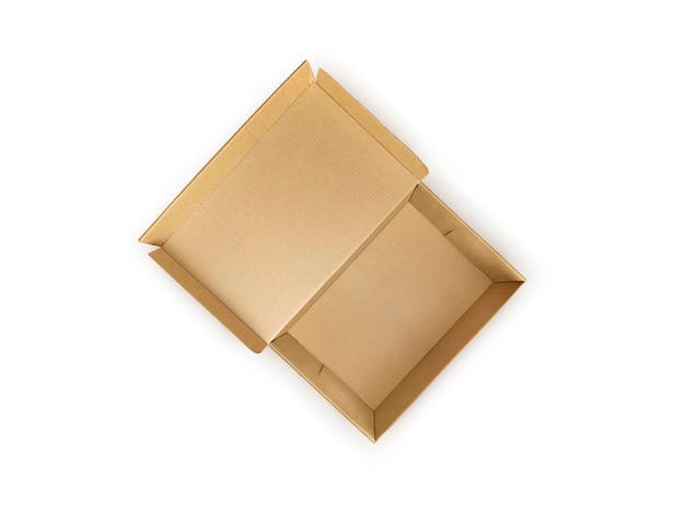 Photo blank packaging boxes open mockup isolated on white background