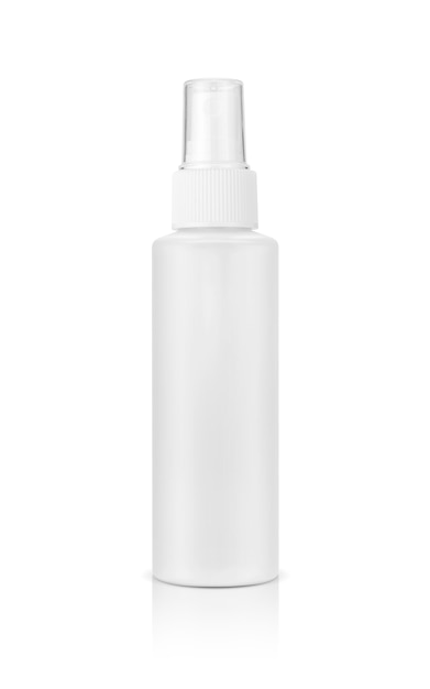 Foto flacone spray cosmetico imballaggio vuoto isolato