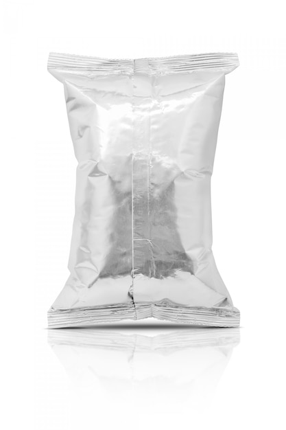 Blank packaging foil snack pouch isolated