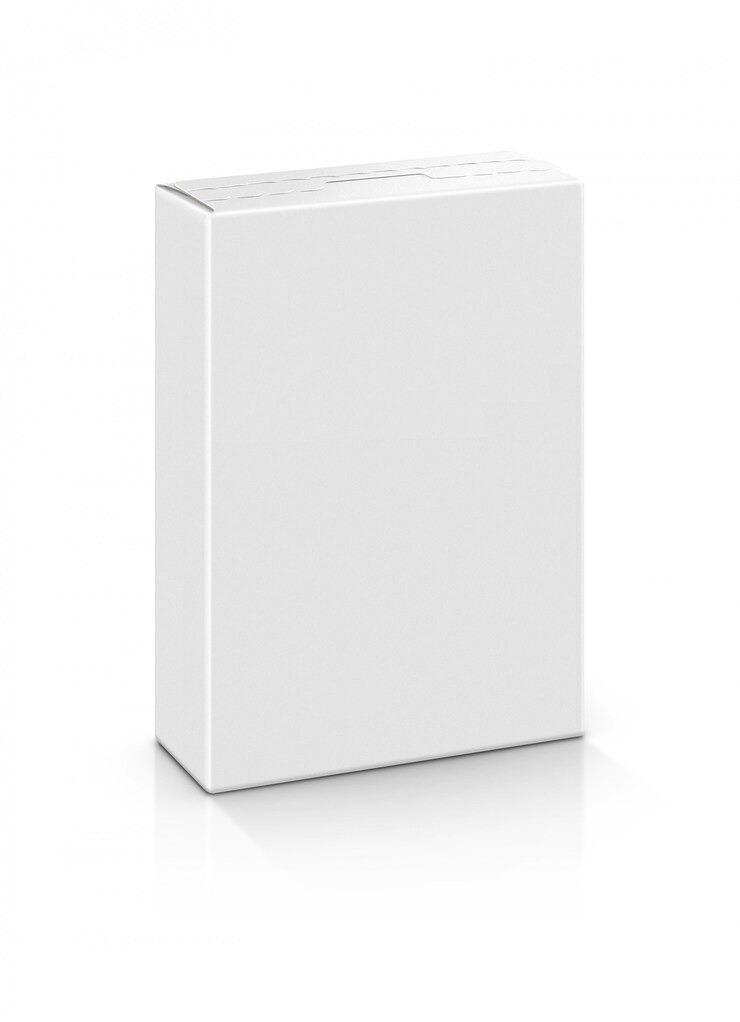 Photo blank packaging paper box isolated on white background