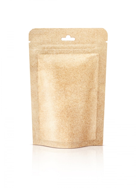 Blank packaging recycle kraft paper pouch isolated