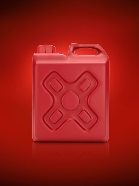 빨간색 배경 3d 렌더링에 빈 포장 빨간색 플라스틱 갤런