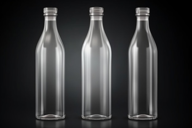 blank packaging transparent glass bottle for beverage product mockup