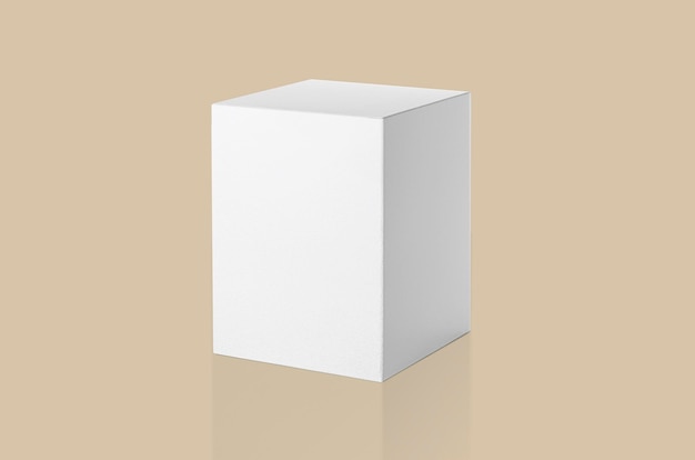 Blank packaging white cardboard box isolated on beige background ready for packaging design