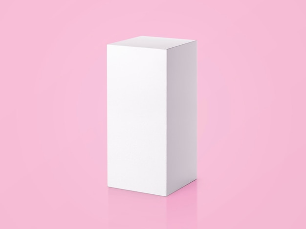 パッケージ デザインの準備ができてピンクの背景に分離された空白の包装の白い段ボール箱
