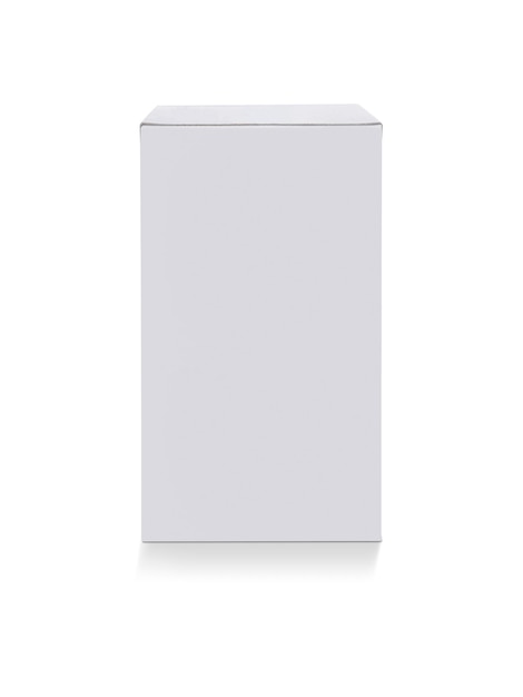 写真 空白のパッケージの白い段ボール箱は、パッケージデザインの準備ができて白い背景で隔離
