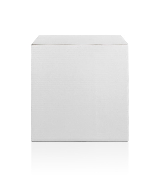 Blank packaging white cardboard box isolated on white background ready for packaging design