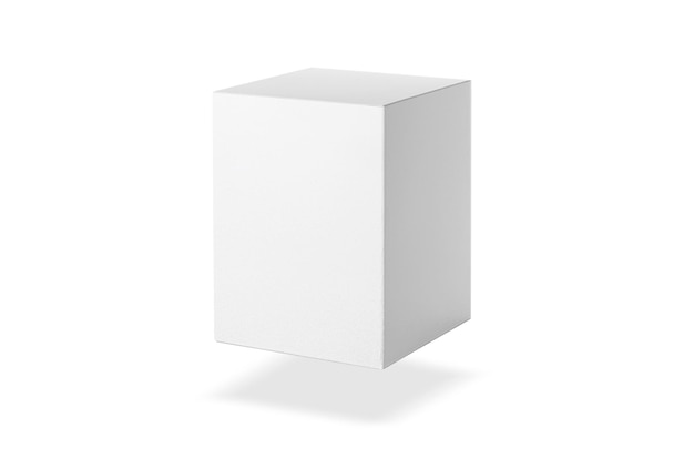 Photo blank packaging white cardboard box isolated on white background ready for packaging design