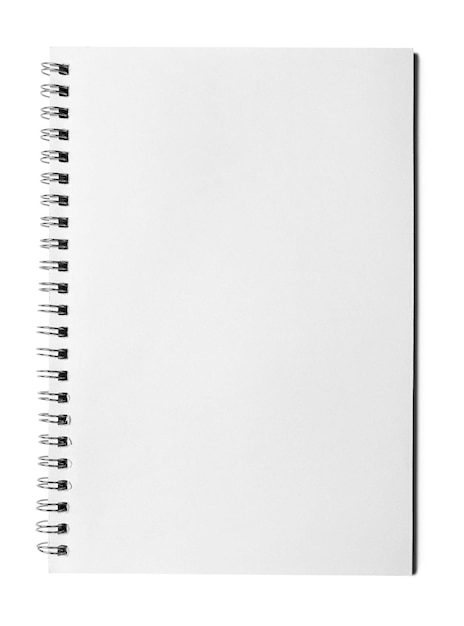 Blank page of notebook on white background