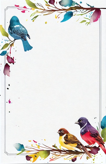 Photo a blank page with birds and flowers on it