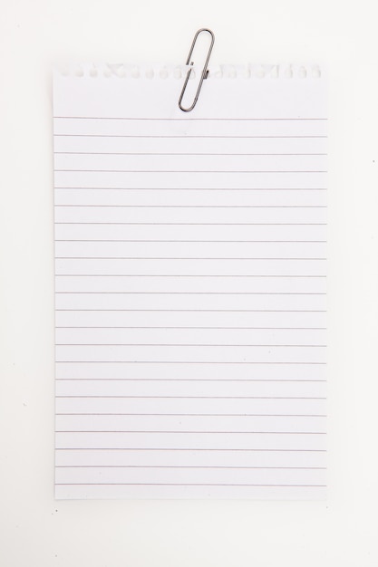 Blank page with grey paperclip