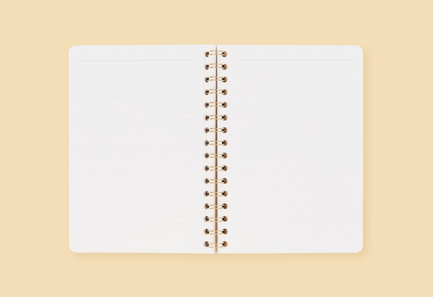 Blank pages on open notebook