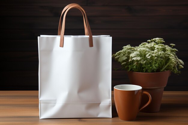 blank paper bag mockup plain white