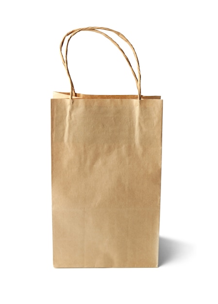 Blank paper bag on white