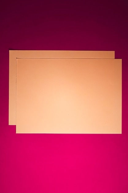 Blank a paper brown on pink background as office stationery flatlay luxury branding flat lay and bra...