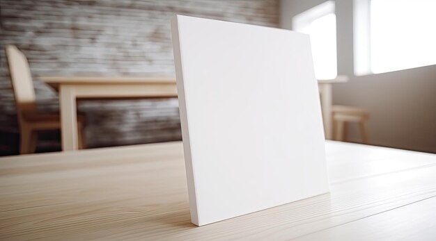 Blank Paper and Canvas on Shelf as Mockup Setup