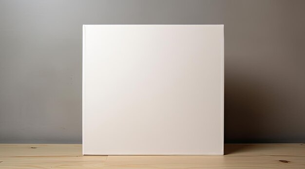 Photo blank paper and canvas on shelf as mockup setup